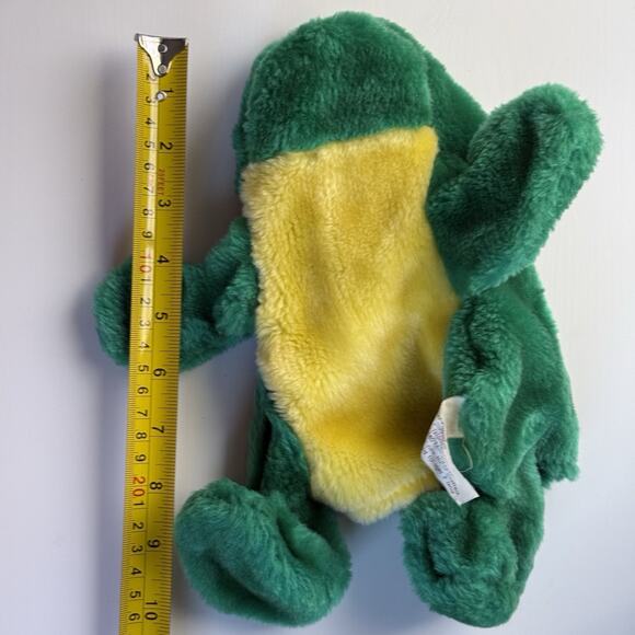 Rare Cute Vintage Green Plush Frog Hand Puppet Planet HTF Plastic Mouth Support - Picture 4 of 12